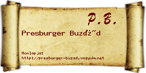 Presburger Buzád névjegykártya